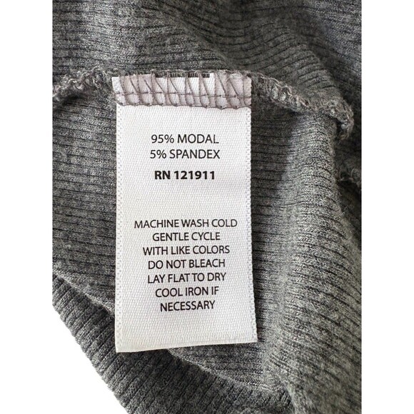 Revolve LNA Long Sleeve Ribbed Top Women's Size XS V-Neck Dark Gray Fitted Soft - Picture 7 of 12